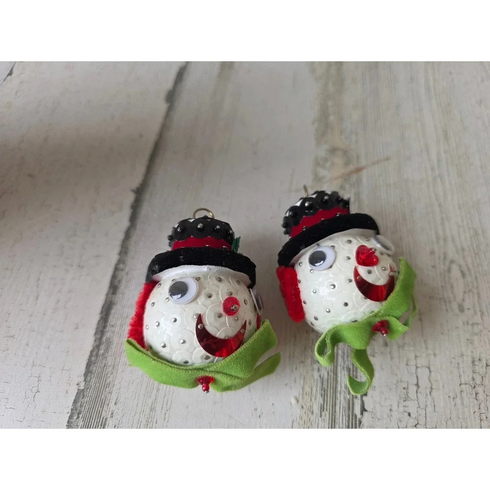 Vintage sequins snowman ornament beaded Xmas tree